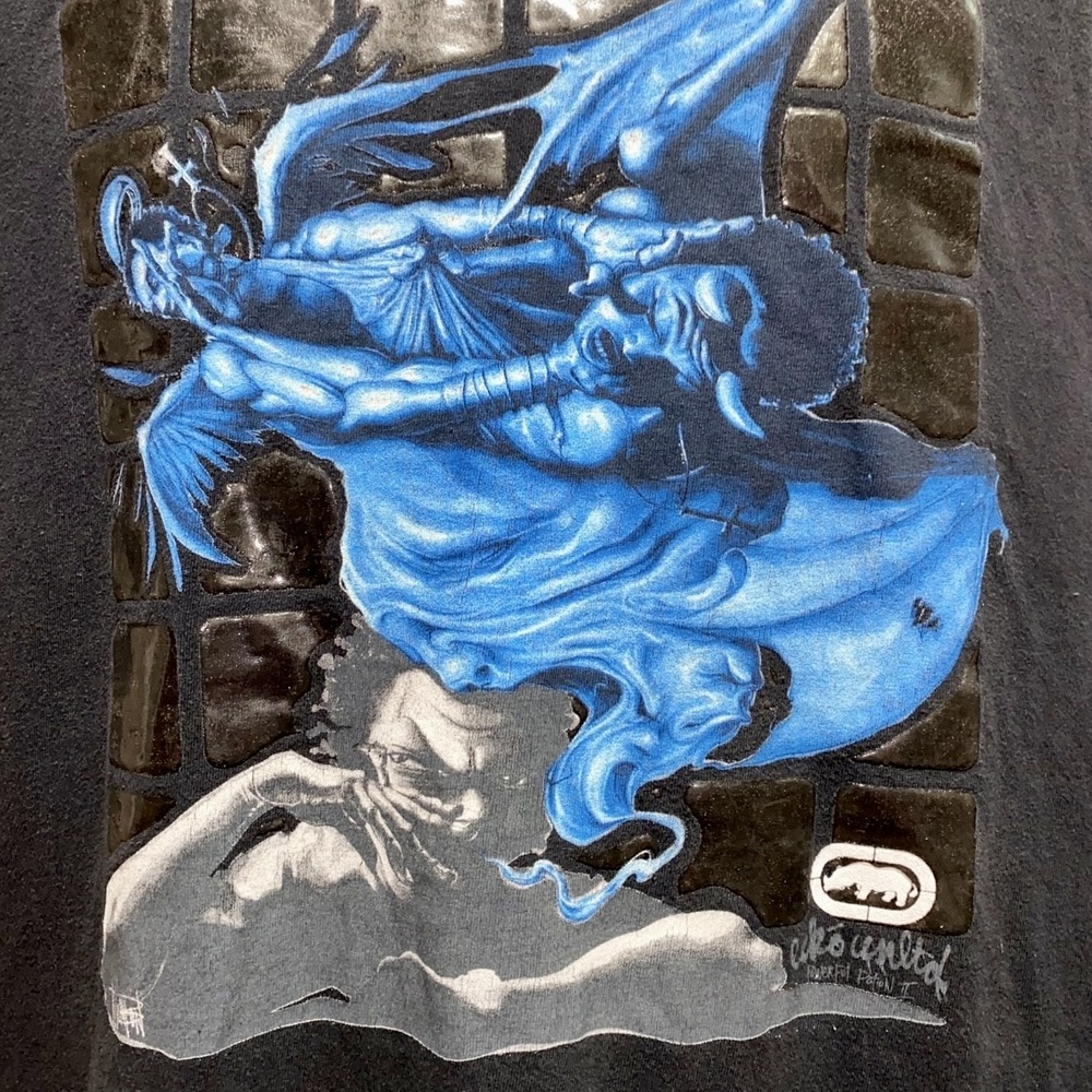 Vintage 90s Y2K Ecko Unltd Marc Ecko Graffiti Potion II Sleeveless Tee XL Navy